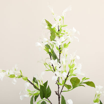 Laniha Set Of 2 Artificial Honeysuckle Flower Plants With Curved Stems In White Pots