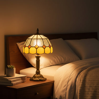 Sevini Glass And Metal Yellow and Orange Handmade Art Deco Table Lamp