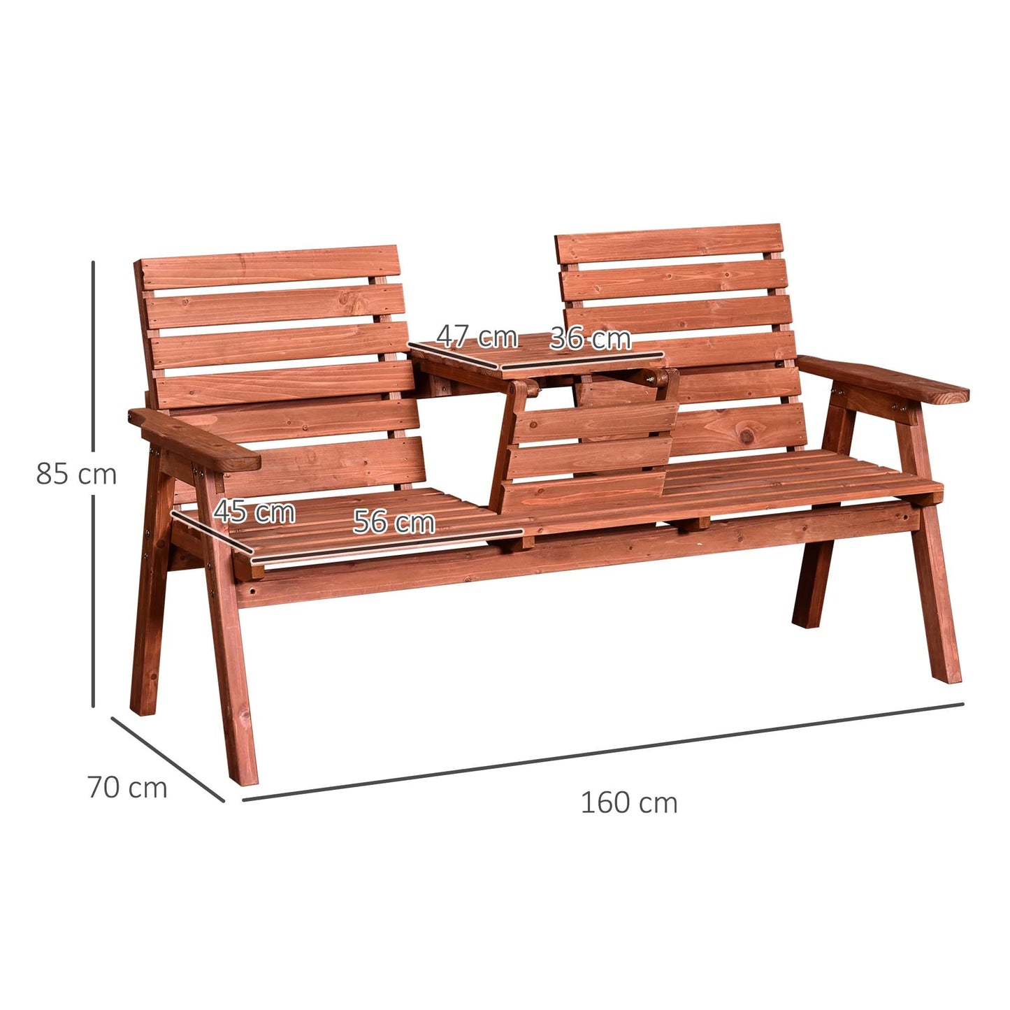 Marutta Fir Wood Natural Convertible Garden Bench Expanding From 2 To 3 Seats