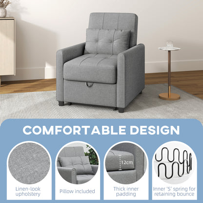 Vayopa Linen Look Light Grey Single Sleeper Chair