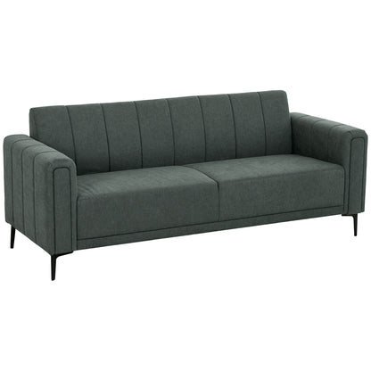 Yokesa Dark Grey Upholstered 3 Seater Panel Tufted Sofa