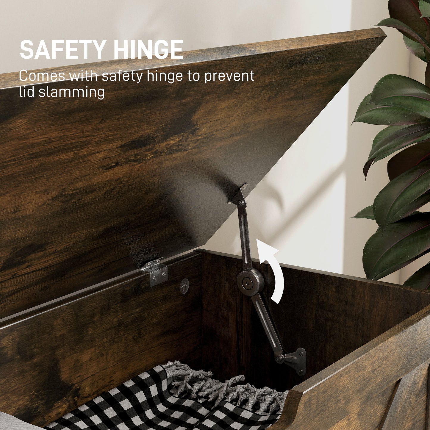 Ledilu Rustic Brown Wood Effect Storage Chest With Safety Hinges 100 Litre