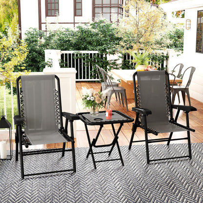 Lano Metal Dark Grey Mesh 3 Piece Garden Bistro Table And Chair Set