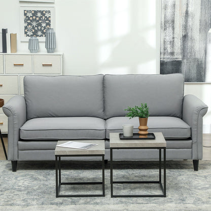 Zivata Fabric Soft Grey 3 Seater Sofa With Spring Cushions