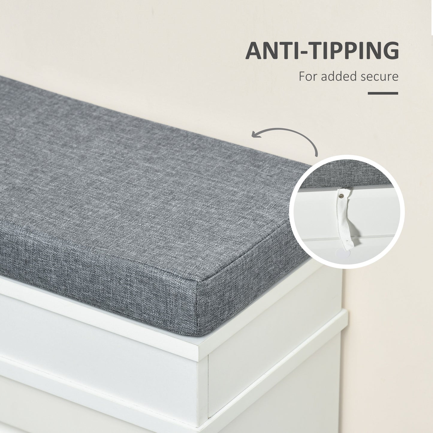 Nedola Wooden White Shoe Storage Bench With Cushioned Seat 2 Flip Drawers