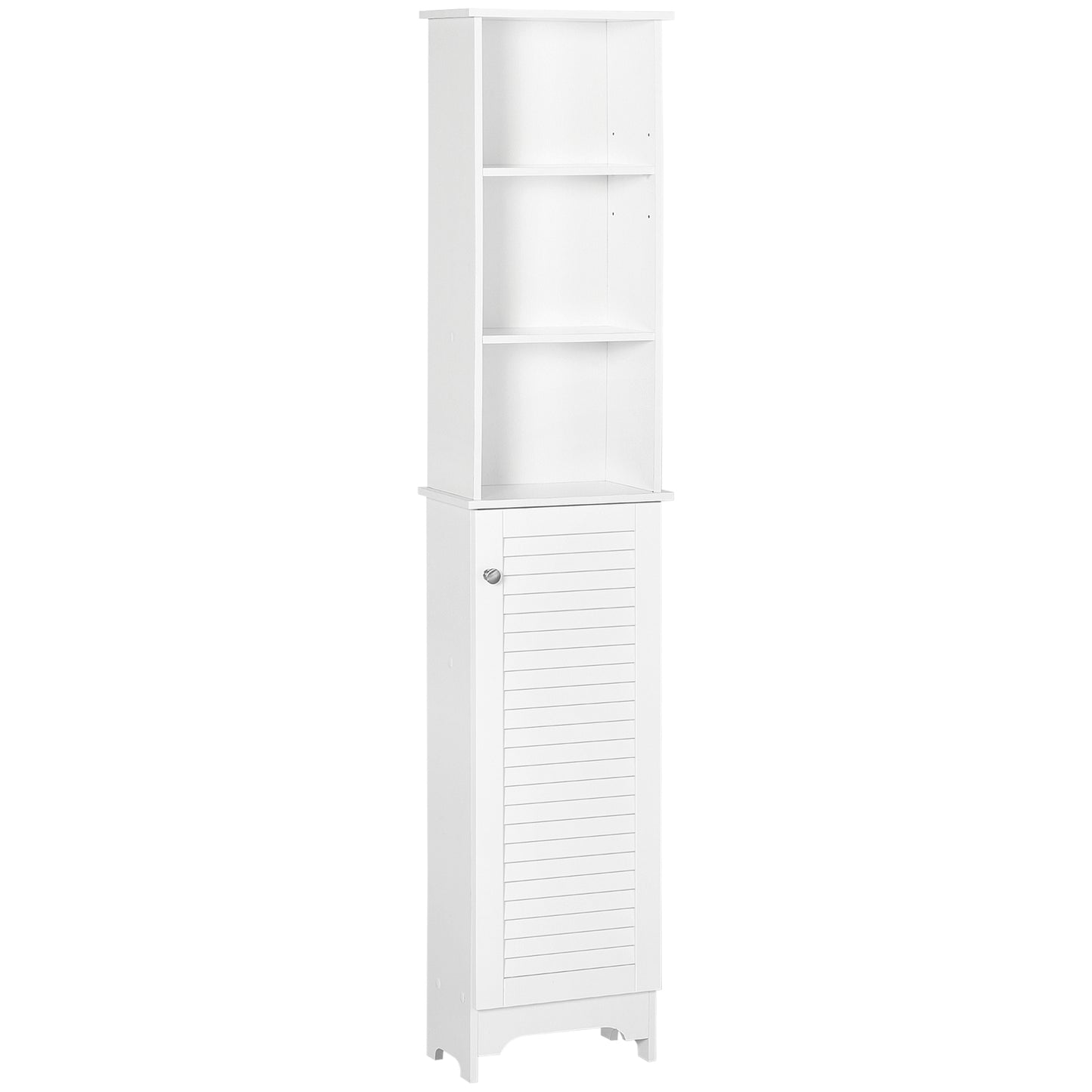 Nesaco Cofa Slim Tall Bathroom Storage Cabinet With Adjustable Shelves And Shutter Door White