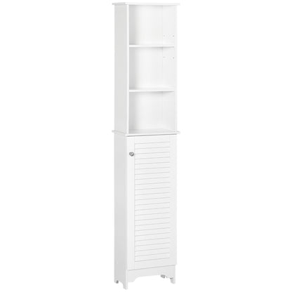 Nesaco Cofa Slim Tall Bathroom Storage Cabinet With Adjustable Shelves And Shutter Door White