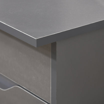 Sareco 120cm High Gloss Grey Home Office Desk With Drawers And Storage Cabinet