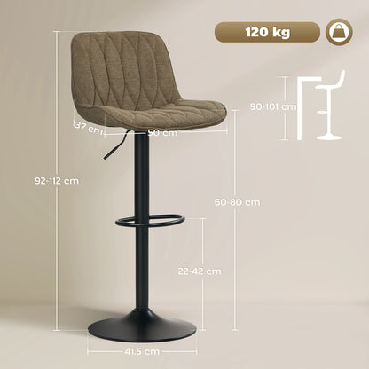Sehake Fabric Brown Linen Look Bar Stools Set Of 2