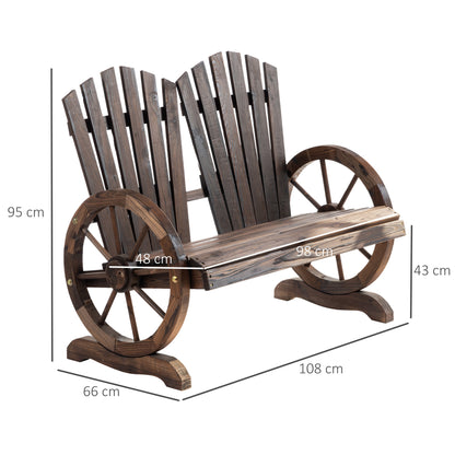 Basetti Fir Wood Slatted Natural Love Seat With Wheel Style Armrests