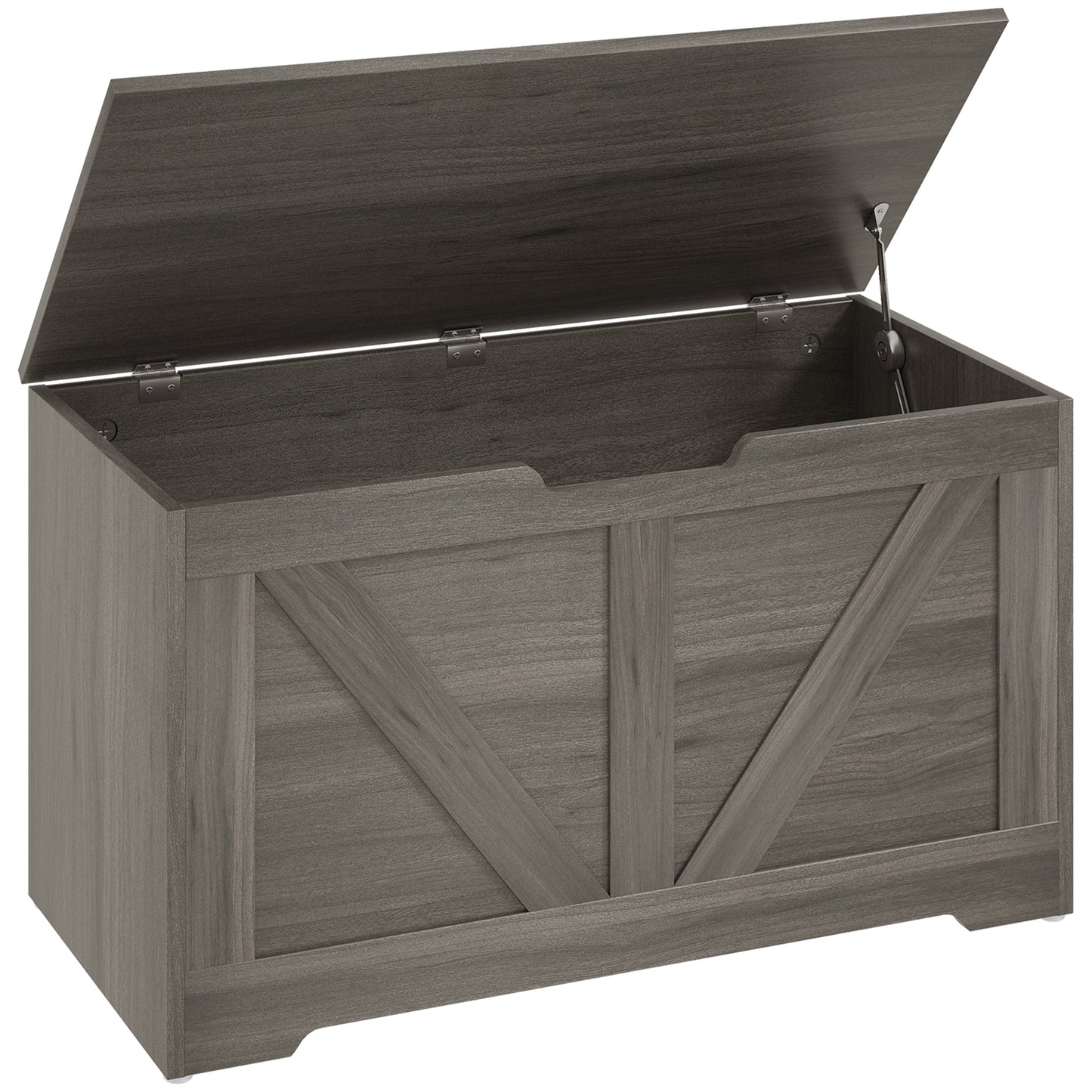 Cosoli Charcoal Grey Wood Effect Storage Chest With Safety Hinges 100 Litre