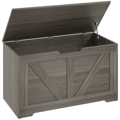 Cosoli Charcoal Grey Wood Effect Storage Chest With Safety Hinges 100 Litre