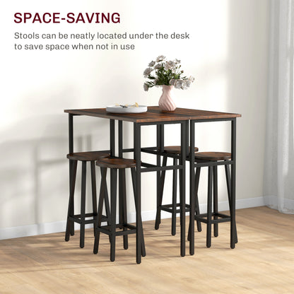 Halulo Wooden Rustic Brown 6 Piece Counter Bar Dining Set With Multiple Layout Options