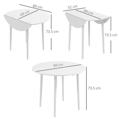 Zinise Solid Wood White Round Folding Dining Table Seating 4 With TaFauxred Legs