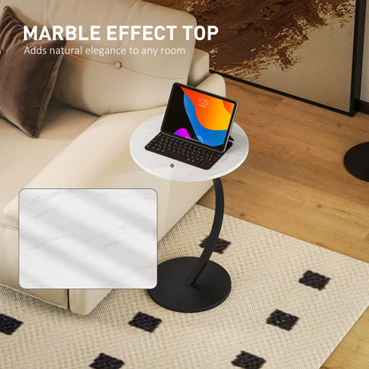 Dimo Round C Shaped Side Table With Marble Effect Top