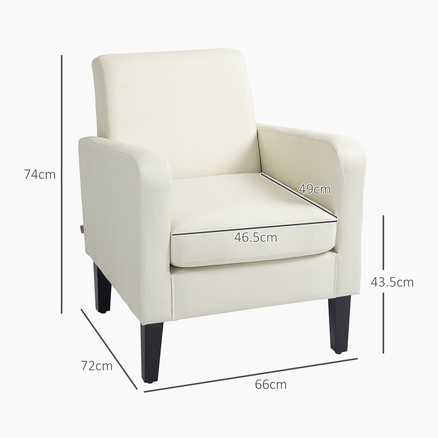 Remili Set Of 2 Cream Modern Accent Chairs With Black Legs