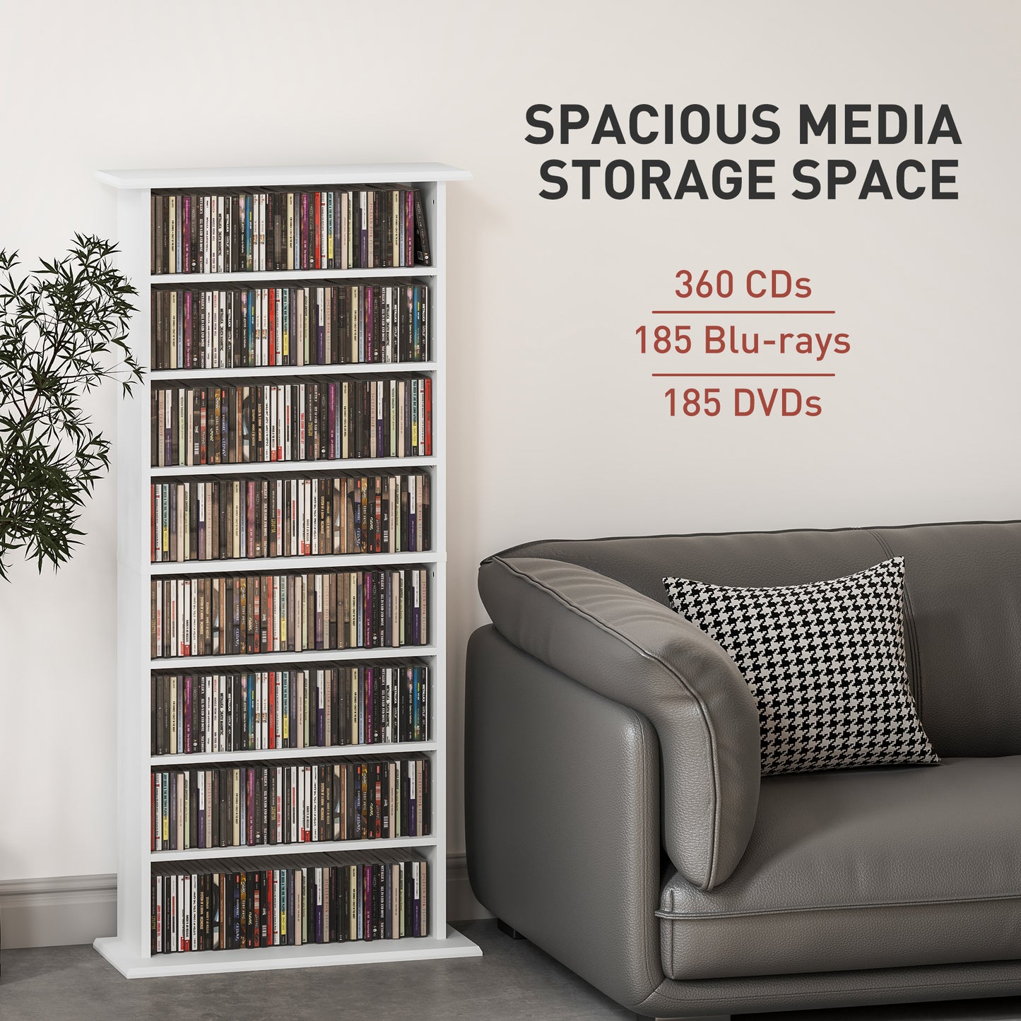 Talasa Wood White CD Storage Unit With 360 Disc Capacity