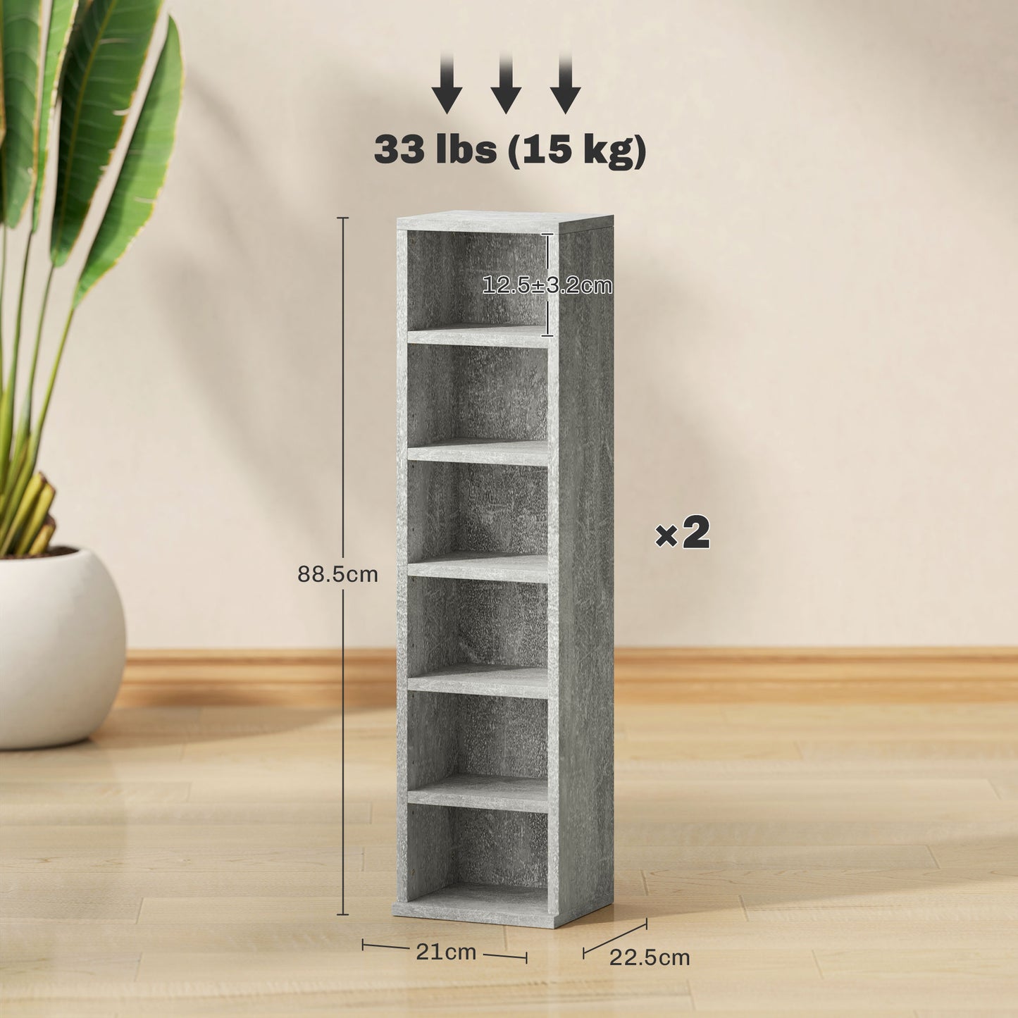 Tato Sefi Wood Cement Grey Set Of 2 CD Storage Units With 102 Disc Capacity