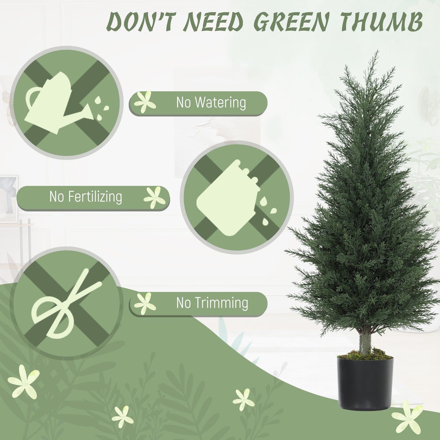 Lusa Set Of 2 Outdoor Artificial Cypress Trees H8 90cm With UV Resistant Finish