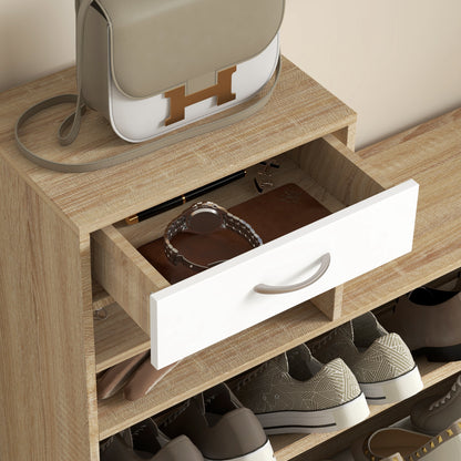 Haelna Natural Wood And White 3 In One Hallway Storage Set