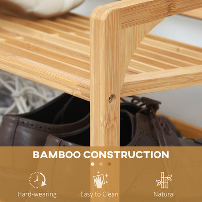 Naveha Natural Bamboo 3 Tier Shoe Rack With Slatted Shelves For 9 Pairs