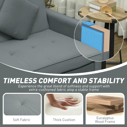 Senosa Grey Upholstered 3 Seater Convertible Sofa Bed Tufted