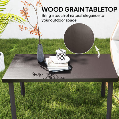 Satami Metal And Wooden Brown Outdoor Rectangular Coffee Table With Woodgrain Top