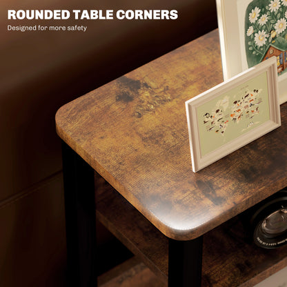 Novizi Metal And Wooden Black And Brown Industrial Style Side Table
