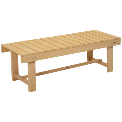 Liveba 110cm Fir Wood Natural Backless 2 Seater Garden Bench Set With Slatted Seats