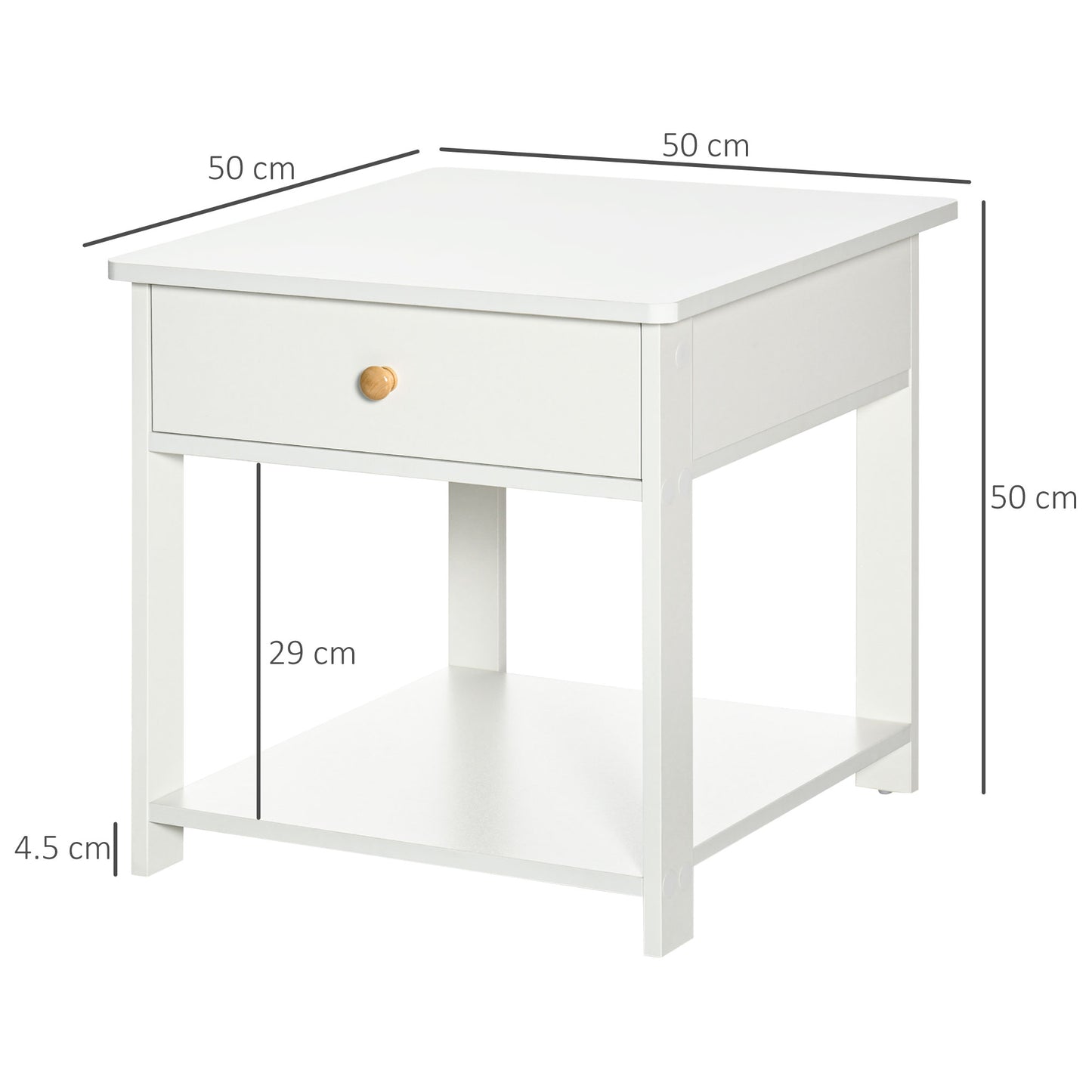 Vita Bazi Set Of 2 White Bedside Tables With Drawer And Lower Shelf Storage