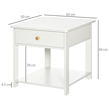 Vita Bazi Set Of 2 White Bedside Tables With Drawer And Lower Shelf Storage