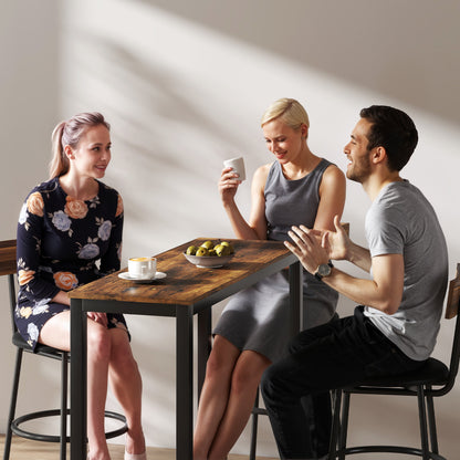 Bazila Rustic Brown Wood Effect Rectangular Bar Table Industrial Breakfast Dining Design