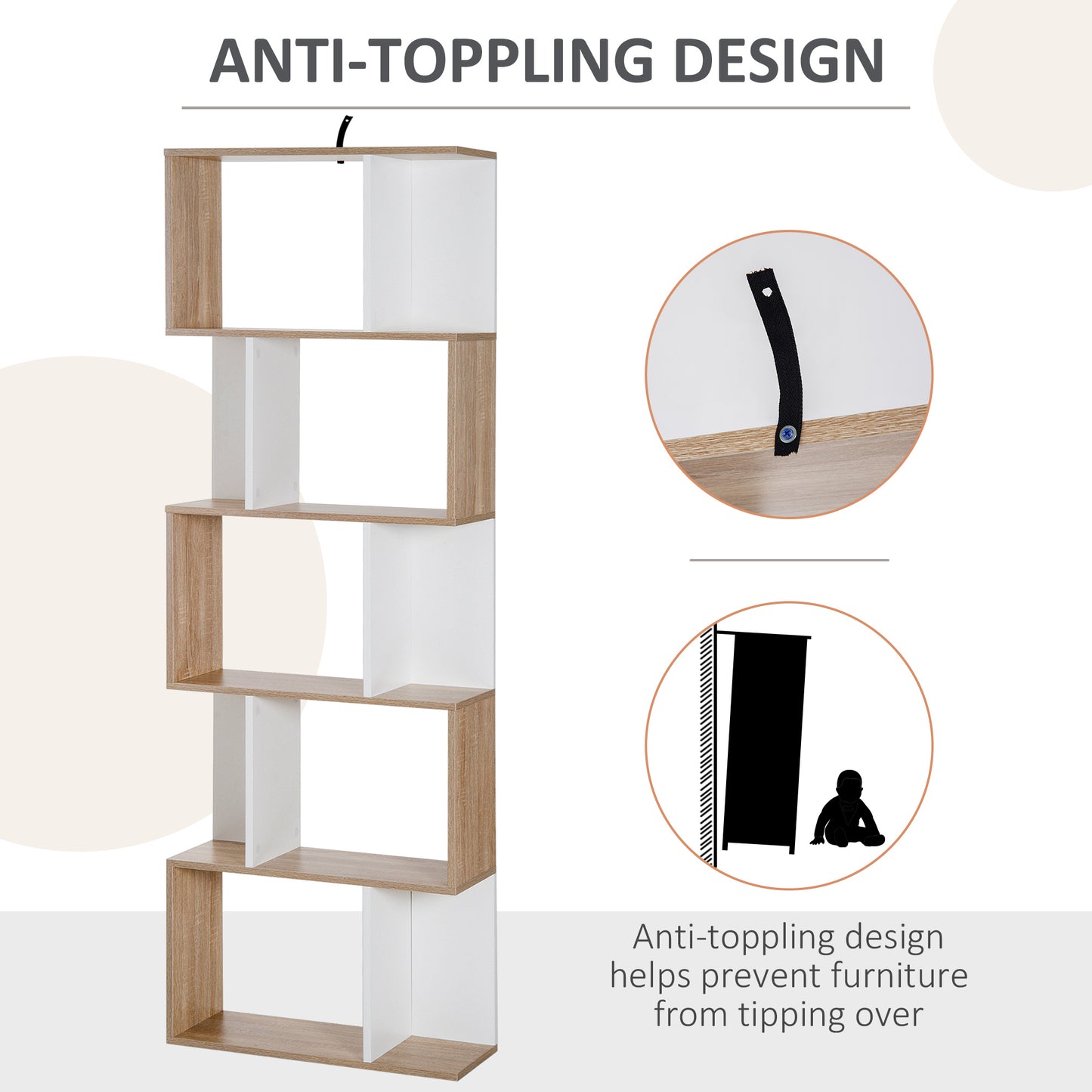 Soli Leco Wood Oak And White S ShaFauxd Freestanding Bookcase With 5 And 6 Tier Layout