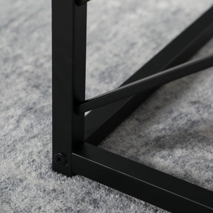 Safi Metal And Wood Grey Set Of 3 Square Nesting Side Tables With Black Frame