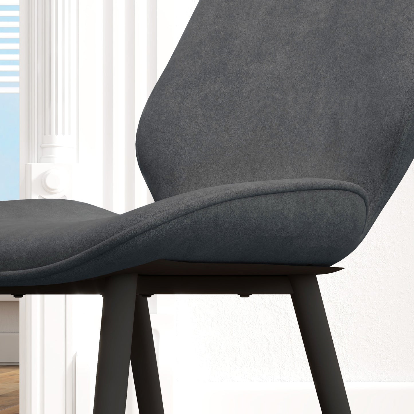 Lelori Velvet Grey Dining Chairs Set Of 2 With Metal Legs
