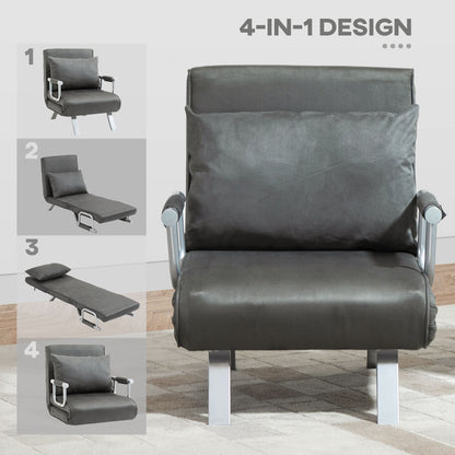 Moba Faux Suede Grey 4 In One Convertible Chair Bed