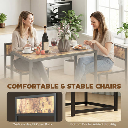 Doel 3 Piece Rustic Brown Wood Effect Table And Stool Set