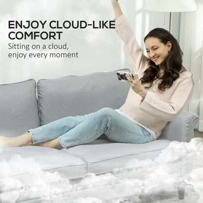 Zivata Fabric Soft Grey 3 Seater Sofa With Spring Cushions