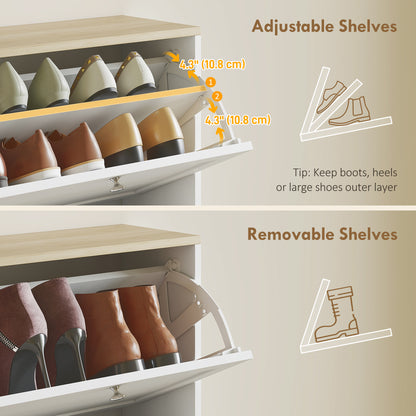 Fiyofa Wooden White Compact 4 Drawer Shoe Storage Cabinet