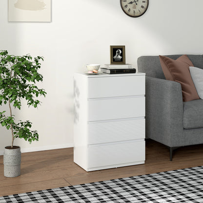 Elel High Gloss White 4 Drawer Modern Storage Chest