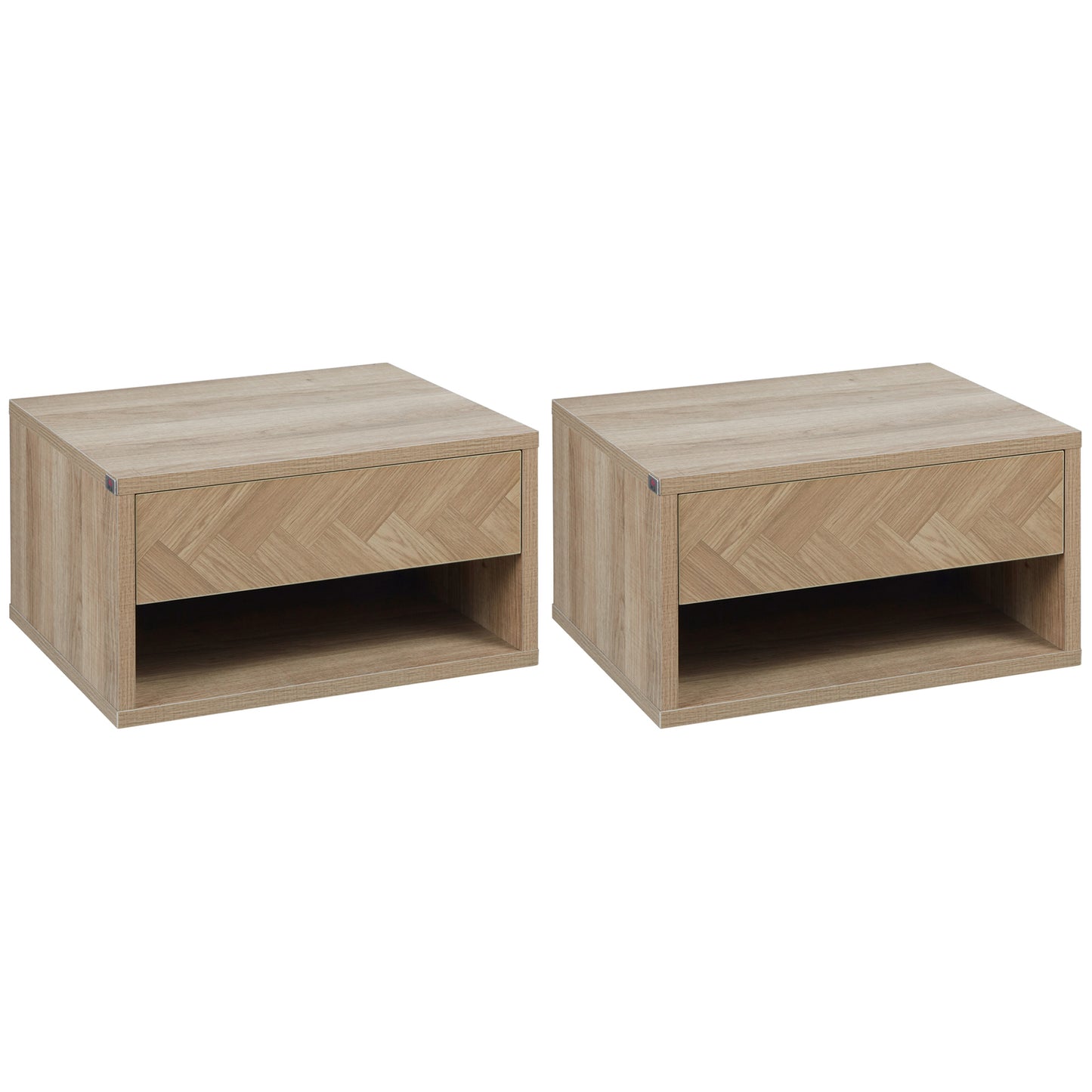 Lotoro Set Of 2 Natural Wood Floating Bedside Tables