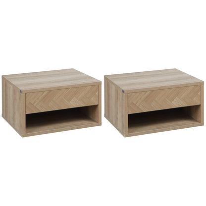 Lotoro Set Of 2 Natural Wood Floating Bedside Tables