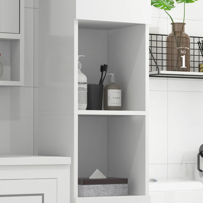 Yoco High Gloss White Freestanding Bathroom Storage Cabinet With Doors And Adjustable Shelves