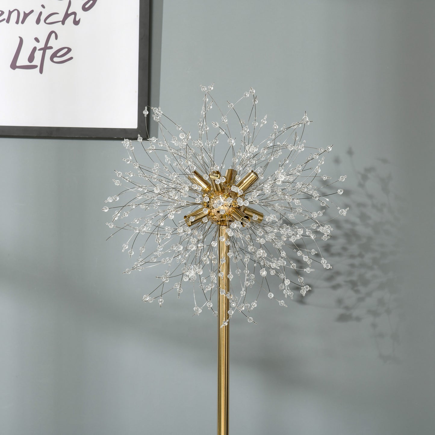 Dodine Metal And Crystal Dandelion Style Floor Lamp With Foot Switch 160 cm