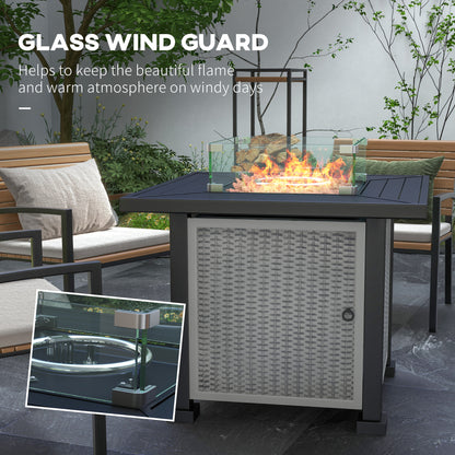 Misana Talu Steel Grey Rattan Square Outdoor Garden Gas Fire Pit Table