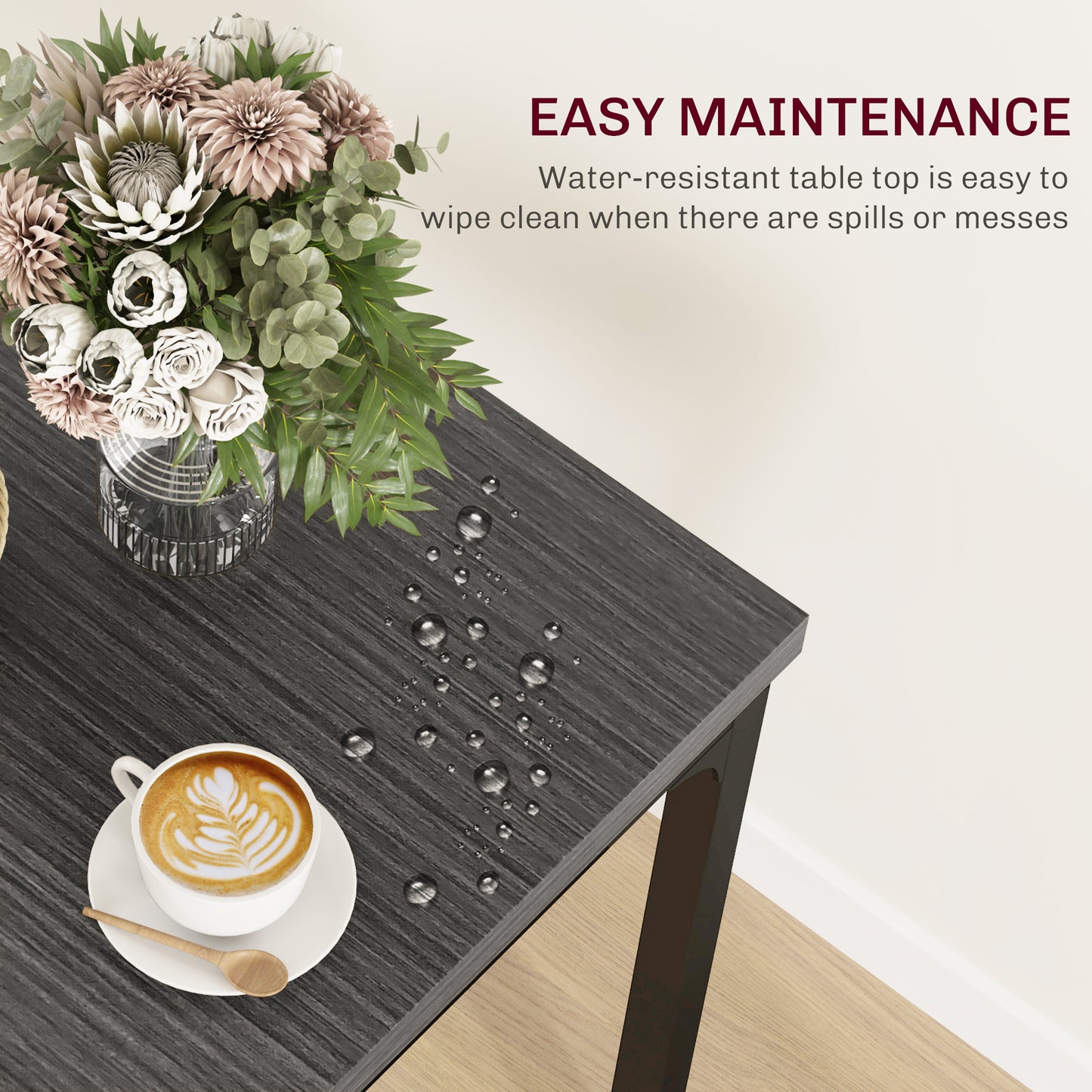 Bani Wooden Grey Wood Grain 3 Piece Compact Dining Set