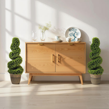 Faha Set Of 2 Artificial Spiral Boxwood Topiary Trees In Pots 90cm