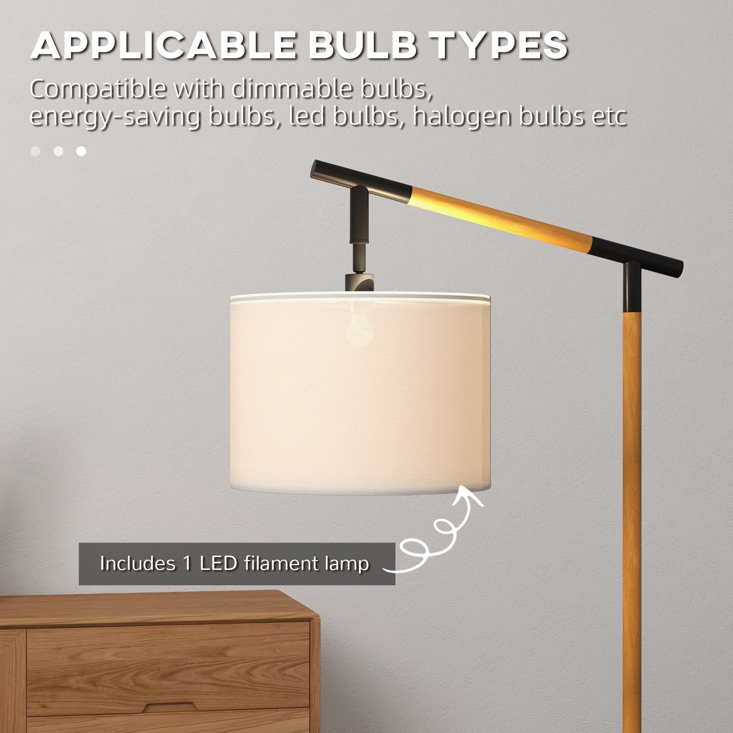 Liloel Metal Brown Adjustable Floor Lamp With 350 Degree Rotating Shade And LED Bulb