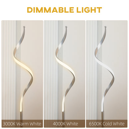 Marimba Metal Silver Dimmable Spiral Floor Lamp With Adjustable Brightness And Square Base