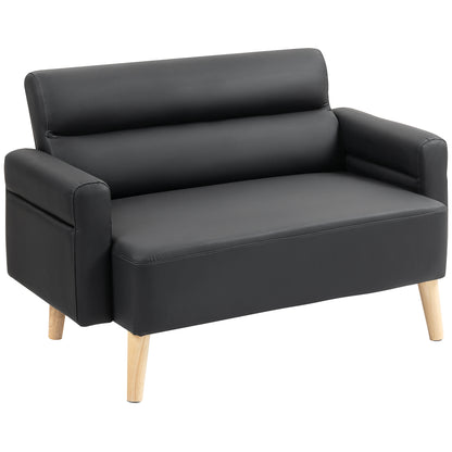 Raha Black Faux Leather Compact 2 Seater Sofa